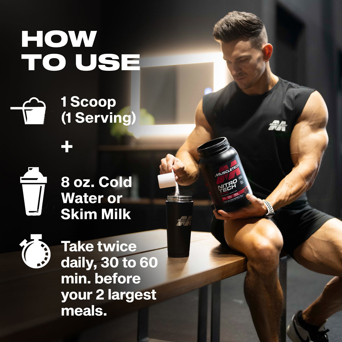 How To Use: 1 Scoop + 8oz. Cold Water or Skim Milk – Take twice daily, 30 to 60 min. before your 2 largest meals.